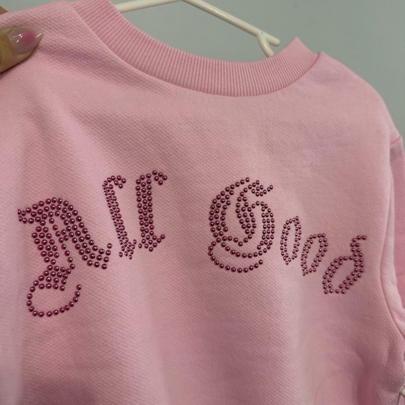 Good American Kids Pink 'All Good' Sweatshirt Size 2T Girls Bling Rose Quarts - Picture 2 of 4